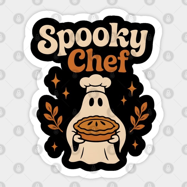 Spooky Chef Halloween Ghost Baking Pie Graphic Gift Sticker by MakerMind8.2